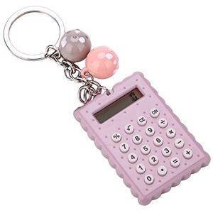 VBESTLIFE Mini Calculatrice, Calculatrice électronique à 8 Chiffres en PVC de Couleur Bonbon Portable avec Boutons en Silicone et Boucle Porte-clés pour Enfants étudiants (Gris Violet) - Publicité