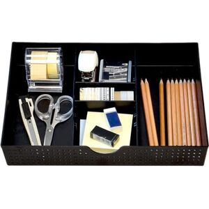 Amtido Plateau de rangement de tiroir de bureau pour fournitures et accessoires de bureau – Organiseur de papeterie élégant à 3 compartiments avec 2 séparateurs réglables – Organiseur de bureau noir - Publicité Amtido Plateau de rangement de tiroir de bureau pour fournitures et accessoires de bureau – Organiseur de papeterie élégant à 3 compartiments avec 2 séparateurs réglables – Organiseur de bureau noir - Publicité