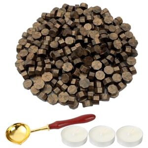 LICQIC Lot de 300 Perles de Cire à Cacheter Octogonales avec 3 Bougies Chauffe-plat et 1 Cuillère à Fondre, vernis à Cacheter pour Sceau de Cire - Publicité LICQIC Lot de 300 Perles de Cire à Cacheter Octogonales avec 3 Bougies Chauffe-plat et 1 Cuillère à Fondre, vernis à Cacheter pour Sceau de Cire - Publicité