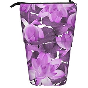 BAtlam Fleur de Lotus Violette dans l'eau Motif Porte-Stylo Debout Porte-Crayon télescopique Sacs Crayon Papeterie pour Enfants et Adultes - Publicité