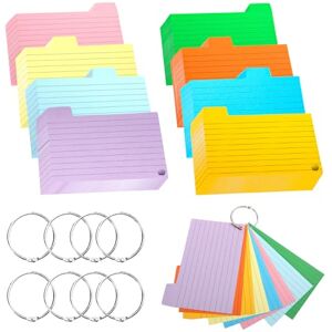 yosiio 8 Couleurs Fiches Bristol, 400 Feuilles Flash Cards, Fiche Bristol pour Scolaires Enseignants Bureau à Domicile Apprendre le Vocabulaire en Déplacement Anglais Formules et Notes - Publicité