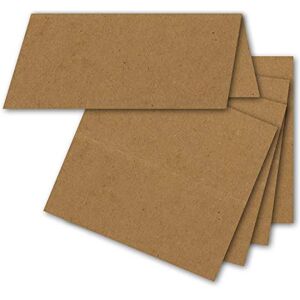 FarbenFroh by GUSTAV NEUSER Lot de 75 cartons de table en papier kraft marron naturel – 5 x 10 cm – vierges – Cartes doubles – Cartes de place et cartes de nom pour mariage et fêtes - Publicité