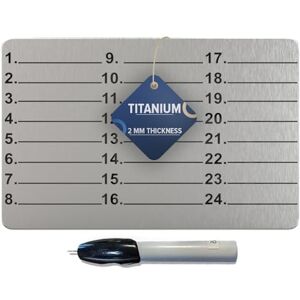 Hooe England Stockage de graines cryptographiques en Titane Froid avec Plaque métallique gravée au Laser Passphrase Kit de récupération de Mot avec Stylo de Gravure électrique - Publicité Hooe England Stockage de graines cryptographiques en Titane Froid avec Plaque métallique gravée au Laser Passphrase Kit de récupération de Mot avec Stylo de Gravure électrique - Publicité