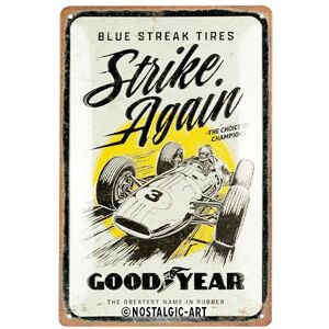 ART Plaque rétro, 20 x 30 cm, Goodyear – Blue Strikes again – Idée cadeau pour fans de moteur, Official License Product (OLP), en métal, design vintage - Publicité ART Plaque rétro, 20 x 30 cm, Goodyear – Blue Strikes again – Idée cadeau pour fans de moteur, Official License Product (OLP), en métal, design vintage - Publicité