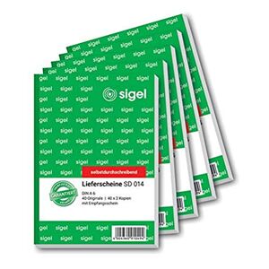 Sigel Lot de 5 billets de livraison SD014/5 A6 3 x 40 feuilles autocopiantes - Publicité
