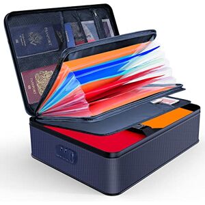JUNDUN Organiseur de documents, porte-documents ignifuge avec serrure, boîte de rangement à 7 compartiments, organiseur de fichiers, porte-documents portable pour documents importants, dossiers (bleu) - Publicité JUNDUN Organiseur de documents, porte-documents ignifuge avec serrure, boîte de rangement à 7 compartiments, organiseur de fichiers, porte-documents portable pour documents importants, dossiers (bleu) - Publicité