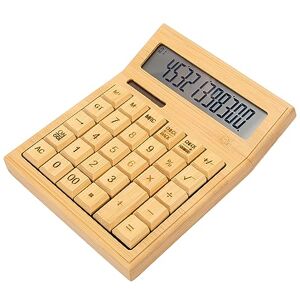 ASHATA Calculatrice de Bureau, Calculatrices Solaires en Bois de Bambou, Calculatrice Solaire et Batterie Double avec écran LCD Numérique 12 Bits pour Bureau Scolaire - Publicité