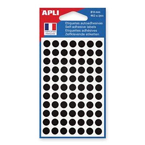Apli -AGIPA 111837 Pastille Adhésive 8mm Pochette Lot de 462, Noir - Publicité