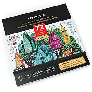 ARTEZA livre de coloriage pour adultes [16,3x16,3 cm, 72 feuilles] dessins d'architecture, livre de coloriage apaisant et déstressant pour adultes avec 50 images différentes sur une seule face - Publicité