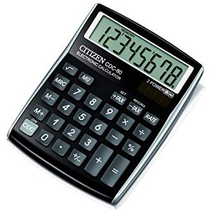 Citizen CDC-80 BK PREMIUM Calculatrice Pupitre Bureau Desktop calculator 8 Grands Chiffres 8 Big Digits LAQUÉE NOIR - Publicité