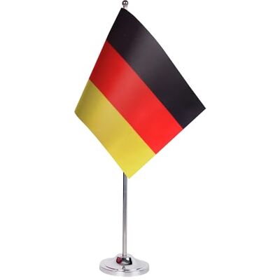 AZ FLAG Drapeau de Table Allemagne 22x15 cm Allemand Satin Socle Métal Usage intérieur Drapeau de bureau Deutschland finition cousue et bords renforcés avec mât et socle métallique - Publicité AZ FLAG Drapeau de Table Allemagne 22x15 cm Allemand Satin Socle Métal Usage intérieur Drapeau de bureau Deutschland finition cousue et bords renforcés avec mât et socle métallique - Publicité