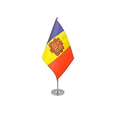 AZ FLAG Drapeau De Table Andorre Prestige Drapeau Andorran De Bureau En Satin Avec Hampe De 30cm Et Socle En Métal 22x15 cm - Publicité AZ FLAG Drapeau De Table Andorre Prestige Drapeau Andorran De Bureau En Satin Avec Hampe De 30cm Et Socle En Métal 22x15 cm - Publicité