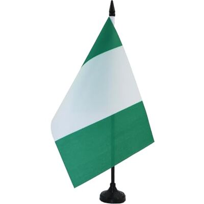 AZ FLAG Drapeau De Table Nigéria 21x14 cm Petit Drapeau Nigérian De Bureau 100% Polyester Avec Hampe De 25cm Et Socle En Plastique Noir - Publicité AZ FLAG Drapeau De Table Nigéria 21x14 cm Petit Drapeau Nigérian De Bureau 100% Polyester Avec Hampe De 25cm Et Socle En Plastique Noir - Publicité