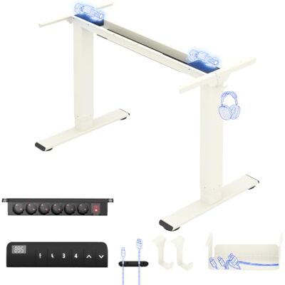 FLEXISPOT E1 Pro Bureau Assis Debout Électrique avec Multiprise Intégrée Compatible plateaux 120-180 cm, charge 100 kg, multiprise intégrée, 4 mémoires, garantie 5 ans, Mousse - Publicité FLEXISPOT E1 Pro Bureau Assis Debout Électrique avec Multiprise Intégrée Compatible plateaux 120-180 cm, charge 100 kg, multiprise intégrée, 4 mémoires, garantie 5 ans, Mousse - Publicité