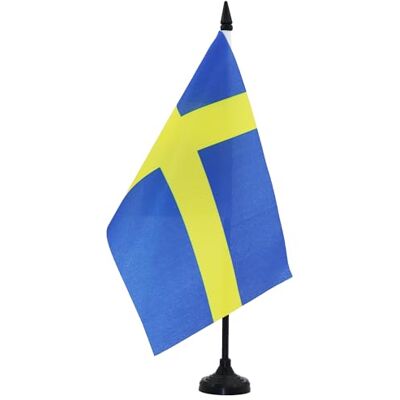 AZ FLAG Drapeau De Table Suède 21x14 cm Petit Drapeau Suédois De Bureau 100% Polyester Avec Hampe De 25cm Et Socle En Plastique Noir - Publicité AZ FLAG Drapeau De Table Suède 21x14 cm Petit Drapeau Suédois De Bureau 100% Polyester Avec Hampe De 25cm Et Socle En Plastique Noir - Publicité