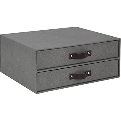 Bigso Box of Sweden Mini commode de bureau pour documents et matériel de bureau Organisateur de bureau avec 2 tiroirs Boîte avec tiroirs en fibre de bois et papier gris - Publicité Bigso Box of Sweden Mini commode de bureau pour documents et matériel de bureau Organisateur de bureau avec 2 tiroirs Boîte avec tiroirs en fibre de bois et papier gris - Publicité