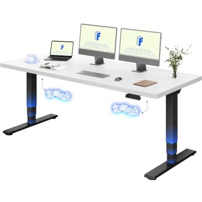 FLEXISPOT Bureau Assis Debout 180x80, Double Moteur, Plateau Monobloc Plateau monobloc 25mm, pieds 3 segments, mémoire 4 positions, anti-collision, garantie cadre 5 ans, Noir+Blanc - Publicité FLEXISPOT Bureau Assis Debout 180x80, Double Moteur, Plateau Monobloc Plateau monobloc 25mm, pieds 3 segments, mémoire 4 positions, anti-collision, garantie cadre 5 ans, Noir+Blanc - Publicité