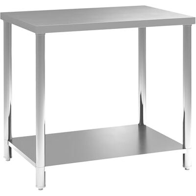 HOMCOM Table de Travail à 2 Étagères Charge 100 kg 90 x 60 x 86 cm Argenté - Publicité HOMCOM Table de Travail à 2 Étagères Charge 100 kg 90 x 60 x 86 cm Argenté - Publicité