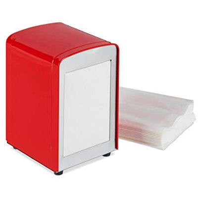 Relaxdays - Retro - Rouge - Steel - Napkin Holder - Publicité Relaxdays - Retro - Rouge - Steel - Napkin Holder - Publicité