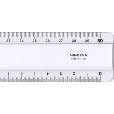 MINERVA Règle 20cm deux biseaux transparent - Publicité MINERVA Règle 20cm deux biseaux transparent - Publicité
