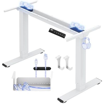 FLEXISPOT E1 Pro Bureau Assis Debout Électrique avec Support Double Écran Compatible plateaux 120-180 cm, charge 100 kg, support double écran 17-32", 4 mémoires, garantie 5 ans, Blanc - Publicité FLEXISPOT E1 Pro Bureau Assis Debout Électrique avec Support Double Écran Compatible plateaux 120-180 cm, charge 100 kg, support double écran 17-32", 4 mémoires, garantie 5 ans, Blanc - Publicité