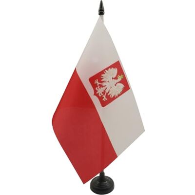 AZ FLAG Drapeau De Table Pologne avec Aigle 21x14 cm Petit Drapeau Polonais De Bureau 100% Polyester Avec Hampe De 25cm Et Socle En Plastique Noir - Publicité AZ FLAG Drapeau De Table Pologne avec Aigle 21x14 cm Petit Drapeau Polonais De Bureau 100% Polyester Avec Hampe De 25cm Et Socle En Plastique Noir - Publicité