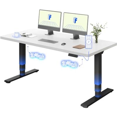FLEXISPOT E5 Plus Bureau Assis Debout 160x80, Double Moteur, USB Plateau monobloc 25 mm, 3 Segments, charge 120 kg, anti-collision, 4 mémoires, garantie cadre 5 ans, Plateau Blanc+Noir - Publicité FLEXISPOT E5 Plus Bureau Assis Debout 160x80, Double Moteur, USB Plateau monobloc 25 mm, 3 Segments, charge 120 kg, anti-collision, 4 mémoires, garantie cadre 5 ans, Plateau Blanc+Noir - Publicité