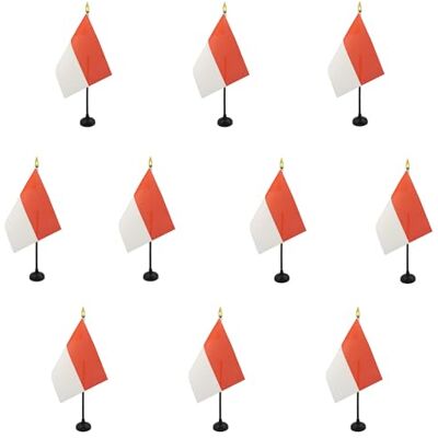 AZ FLAG Lot de 10 Drapeaux de Table Indonésie 15x10 cm Socle Plastique Usage intérieur Drapeau de bureau indonésien Indonesia finition cousue et bords renforcés polyester 100D - Publicité AZ FLAG Lot de 10 Drapeaux de Table Indonésie 15x10 cm Socle Plastique Usage intérieur Drapeau de bureau indonésien Indonesia finition cousue et bords renforcés polyester 100D - Publicité