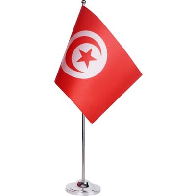 AZ FLAG Drapeau De Table Tunisie Prestige Drapeau Tunisien De Bureau En Satin Avec Hampe De 30cm Et Socle En Métal 22x15 cm - Publicité AZ FLAG Drapeau De Table Tunisie Prestige Drapeau Tunisien De Bureau En Satin Avec Hampe De 30cm Et Socle En Métal 22x15 cm - Publicité