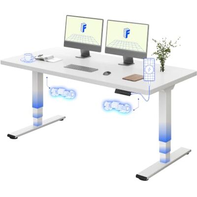 FLEXISPOT E5 Plus Bureau Assis Debout 160x80, Double Moteur, USB Plateau monobloc 25 mm, 3 Segments, charge 120 kg, anti-collision, 4 mémoires, garantie cadre 5 ans, Plateau Blanc+Blanc - Publicité FLEXISPOT E5 Plus Bureau Assis Debout 160x80, Double Moteur, USB Plateau monobloc 25 mm, 3 Segments, charge 120 kg, anti-collision, 4 mémoires, garantie cadre 5 ans, Plateau Blanc+Blanc - Publicité