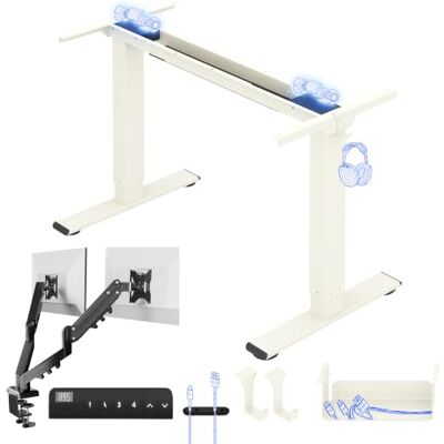 FLEXISPOT E1 Pro Bureau Assis Debout Électrique avec Support Double Écran Compatible plateaux 120-180 cm, charge 100 kg, support double écran 17-32", 4 mémoires, garantie 5 ans, Mousse - Publicité FLEXISPOT E1 Pro Bureau Assis Debout Électrique avec Support Double Écran Compatible plateaux 120-180 cm, charge 100 kg, support double écran 17-32", 4 mémoires, garantie 5 ans, Mousse - Publicité