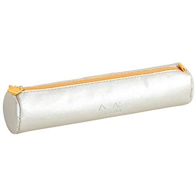 Trousse ronde en simili cuir italien Rhodiarama 5x21,5cm - Argent - Lot de 3 - Publicité Trousse ronde en simili cuir italien Rhodiarama 5x21,5cm - Argent - Lot de 3 - Publicité