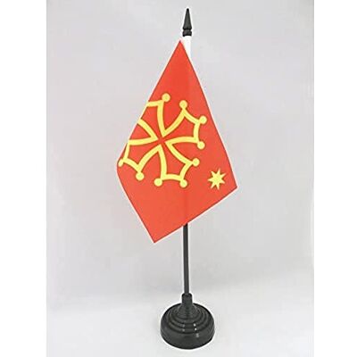 AZ FLAG Drapeau De Table Occitanie avec étoile 15x10 cm Mini Drapeau Occitan De Bureau 100% Polyester Avec Hampe De 25cm Et Socle En Plastique Noir - Publicité AZ FLAG Drapeau De Table Occitanie avec étoile 15x10 cm Mini Drapeau Occitan De Bureau 100% Polyester Avec Hampe De 25cm Et Socle En Plastique Noir - Publicité