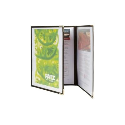 SECURIT Crystal Range Porte-menus Transparent A4 Bords bruns 3 plis - Publicité SECURIT Crystal Range Porte-menus Transparent A4 Bords bruns 3 plis - Publicité