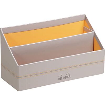 Rhodia 318841C Porte-Courrier Argent 25 x 10 x 14 cm Piqûres Sellier Orange Extérieur Simili Cuir Collection Home Office rama Organisation de Bureau & Rangement Design - Publicité Rhodia 318841C Porte-Courrier Argent 25 x 10 x 14 cm Piqûres Sellier Orange Extérieur Simili Cuir Collection Home Office rama Organisation de Bureau & Rangement Design - Publicité
