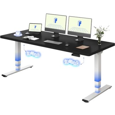 FLEXISPOT Bureau Assis Debout 180x80, Double Moteur, Plateau Monobloc Plateau monobloc 25mm, pieds 3 segments, mémoire 4 positions, anti-collision, garantie cadre 5 ans, Blanc+Noir - Publicité FLEXISPOT Bureau Assis Debout 180x80, Double Moteur, Plateau Monobloc Plateau monobloc 25mm, pieds 3 segments, mémoire 4 positions, anti-collision, garantie cadre 5 ans, Blanc+Noir - Publicité