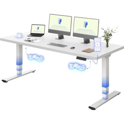 FLEXISPOT E5 Plus Bureau Assis Debout 180x80, Double Moteur, USB Plateau monobloc 25 mm, 3 Segments, charge 120 kg, anti-collision, 4 mémoires, garantie cadre 5 ans, Plateau Blanc+Blanc - Publicité FLEXISPOT E5 Plus Bureau Assis Debout 180x80, Double Moteur, USB Plateau monobloc 25 mm, 3 Segments, charge 120 kg, anti-collision, 4 mémoires, garantie cadre 5 ans, Plateau Blanc+Blanc - Publicité