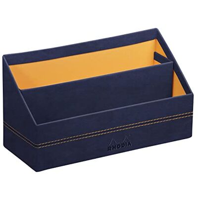 Rhodia 194612C Porte-Courrier Bleu Nuit 25 x 10 x 14 cm Piqûres Sellier Orange Extérieur Simili Cuir Collection Home Office rama Organisation de Bureau & Rangement Design - Publicité Rhodia 194612C Porte-Courrier Bleu Nuit 25 x 10 x 14 cm Piqûres Sellier Orange Extérieur Simili Cuir Collection Home Office rama Organisation de Bureau & Rangement Design - Publicité