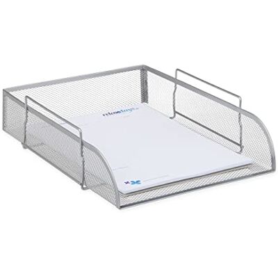 Relaxdays Corbeille à courrier, Lot de 5, Maille, bac à Documents empilable, en métal, trieur de Bureau, A4, 26 x 33,5 cm, argenté - Publicité Relaxdays Corbeille à courrier, Lot de 5, Maille, bac à Documents empilable, en métal, trieur de Bureau, A4, 26 x 33,5 cm, argenté - Publicité