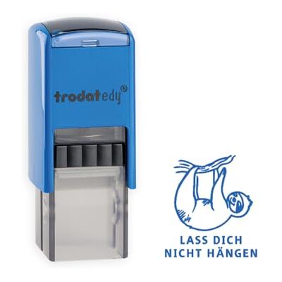 Trodat edy FIX Tampon de motivation pour enseignants et pédagogues, kit de tampons à motiver – 1 motif paresseux laissez-vous ne pas accrocher en allemand, boîtier bleu, empreinte bleue, auto-encreur - Publicité Trodat edy FIX Tampon de motivation pour enseignants et pédagogues, kit de tampons à motiver – 1 motif paresseux laissez-vous ne pas accrocher en allemand, boîtier bleu, empreinte bleue, auto-encreur - Publicité