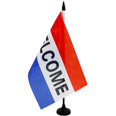 AZ FLAG Drapeau De Table Bienvenu 21x14 cm Petit Drapeau Welcome De Bureau 100% Polyester Avec Hampe De 25cm Et Socle En Plastique Noir - Publicité AZ FLAG Drapeau De Table Bienvenu 21x14 cm Petit Drapeau Welcome De Bureau 100% Polyester Avec Hampe De 25cm Et Socle En Plastique Noir - Publicité