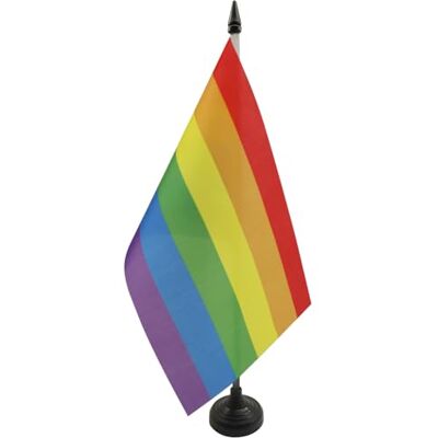AZ FLAG Drapeau De Table Arc-en-Ciel 21x14 cm Petit Drapeau Gay De Bureau 100% Polyester Avec Hampe De 25cm Et Socle En Plastique Noir - Publicité AZ FLAG Drapeau De Table Arc-en-Ciel 21x14 cm Petit Drapeau Gay De Bureau 100% Polyester Avec Hampe De 25cm Et Socle En Plastique Noir - Publicité