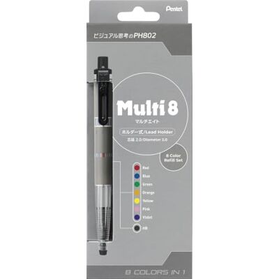 Pentel XPH802ST Porte-mine 8 mines de couleur 8 couleurs avec kit de recharge - Publicité Pentel XPH802ST Porte-mine 8 mines de couleur 8 couleurs avec kit de recharge - Publicité
