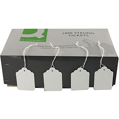 Q-Connect KF01621 Lot de 1000 étiquettes américaines avec ficelle Blanc 57 x 38 mm - Publicité Q-Connect KF01621 Lot de 1000 étiquettes américaines avec ficelle Blanc 57 x 38 mm - Publicité