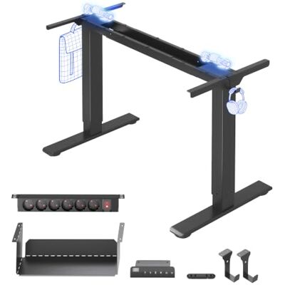FLEXISPOT E1 Pro Bureau Assis Debout Électrique avec Multiprise Intégrée Compatible plateaux 120-180 cm, charge 100 kg, multiprise intégrée, 4 mémoires, garantie 5 ans, Noir - Publicité FLEXISPOT E1 Pro Bureau Assis Debout Électrique avec Multiprise Intégrée Compatible plateaux 120-180 cm, charge 100 kg, multiprise intégrée, 4 mémoires, garantie 5 ans, Noir - Publicité