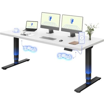 FLEXISPOT E5 Plus Bureau Assis Debout 180x80, Double Moteur, USB Plateau monobloc 25 mm, 3 Segments, charge 120 kg, anti-collision, 4 mémoires, garantie cadre 5 ans, Plateau Blanc+Noir - Publicité FLEXISPOT E5 Plus Bureau Assis Debout 180x80, Double Moteur, USB Plateau monobloc 25 mm, 3 Segments, charge 120 kg, anti-collision, 4 mémoires, garantie cadre 5 ans, Plateau Blanc+Noir - Publicité