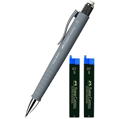 Faber-Castell 133388 Porte-mine Poly Matic 0,7 mm (gris + mines de rechange) - Publicité Faber-Castell 133388 Porte-mine Poly Matic 0,7 mm (gris + mines de rechange) - Publicité