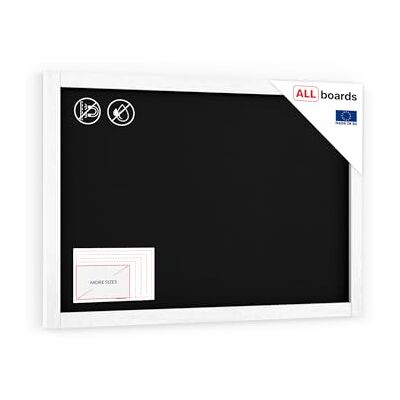 ALLboards Tableau à Craie Noir avec Cadre en Bois Blanc 90x60cm, Tableau pour Ecrire - Publicité ALLboards Tableau à Craie Noir avec Cadre en Bois Blanc 90x60cm, Tableau pour Ecrire - Publicité