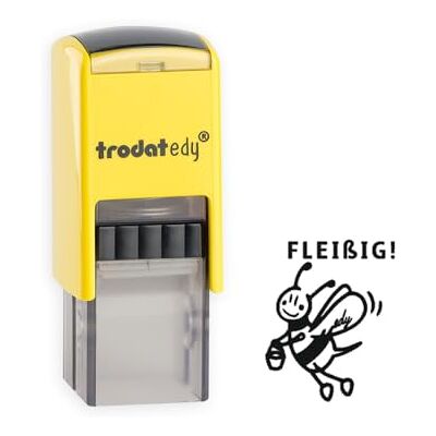 Trodat Printy 2.0 edy® FIX Tampon motif abeille jaune citron Tampon de motivation FLEIßIG, taille d'impression 20 x 20 mm, empreinte noire, pour enseignants et éducateurs, auto-encreur - Publicité Trodat Printy 2.0 edy® FIX Tampon motif abeille jaune citron Tampon de motivation FLEIßIG, taille d'impression 20 x 20 mm, empreinte noire, pour enseignants et éducateurs, auto-encreur - Publicité