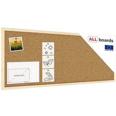 ALLboards Tableau en Liège avec Cadre en Bois 100×40 cm Tableau d'Affichage Liège, Tableau pour Épingles - Publicité ALLboards Tableau en Liège avec Cadre en Bois 100×40 cm Tableau d'Affichage Liège, Tableau pour Épingles - Publicité